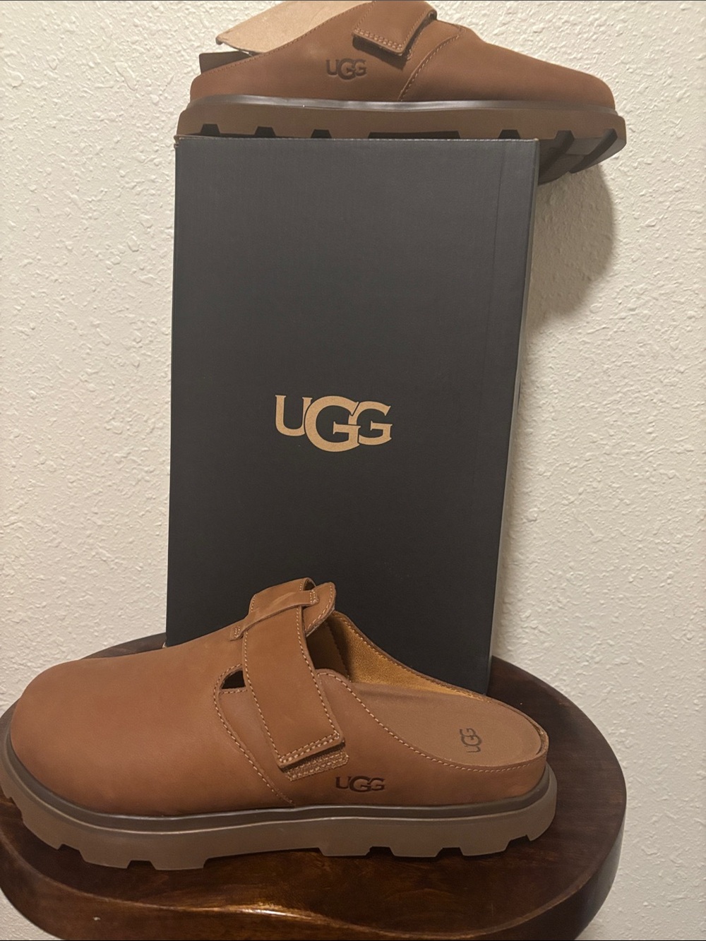UGG Men’s Brown Leather Slip-On Clog